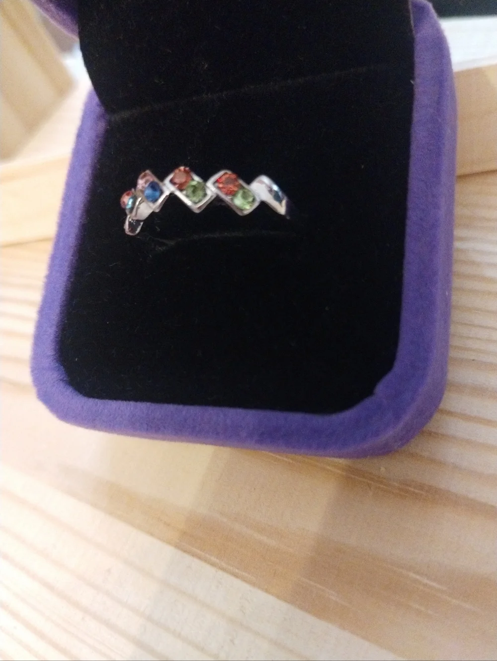 New Multicolor Rhinestone Ring Silver Tone Costume Jewelry Statement Ring Size 8